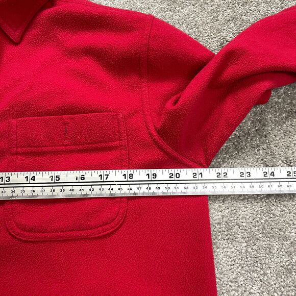 Lands' End Fleece Jacket Womens Medium 10-12 Red Soft Collared Outdoor Button Up - Picture 9 of 10